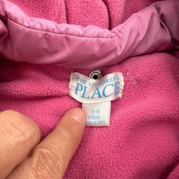 The Childrens Place Pink Infant Coat Faux Fur Trim Hood 3-6 Mos Winter Jacket - Picture 9 of 10